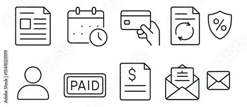 Financial, business line icon set. transaction, payment, paperwork icons collection