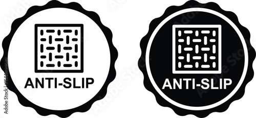 Anti slip icon set in black color. Anti slip texture symbol. slip prevention vector stamp