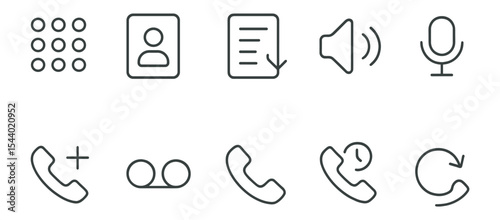 Communication, phone outline icon set. call, message symbols in linear style