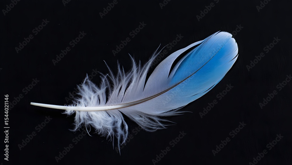 Obraz premium white feather on blue background