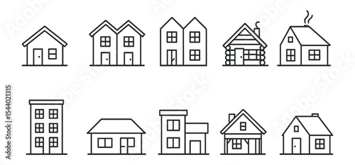 Home, building line icon set. houses, architecture outline collection for apps