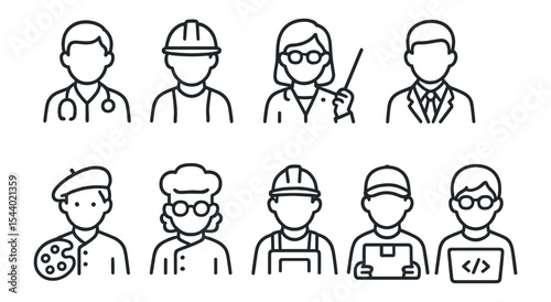 Profession silhouette icon set. career and occupation symbols silhouette collection