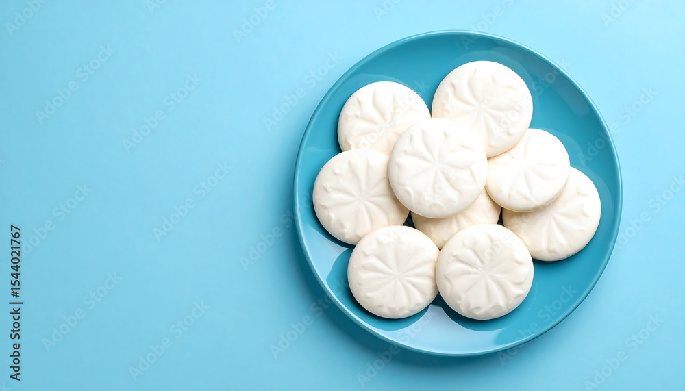 Obraz premium Snowdrop Cookies on Blue Plate.