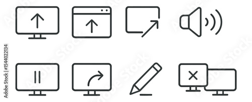 Navigation, interface outline icon set. web, multimedia, control icons in outline style