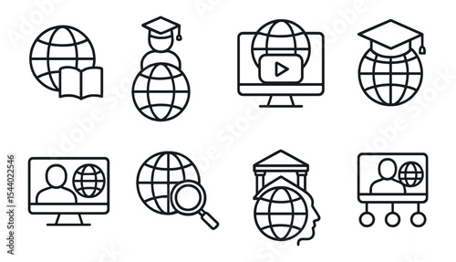 Education and learning icon set. linear icons for online courses, study, and e-learning