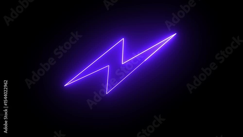 Abstract neon battery charging icon . neon lightning bolt, glowing sign.
