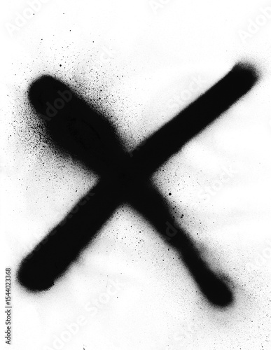 Black Spray Paint brush X cross Mark PNG - Grunge Cross Symbol, Urban Graffiti Element, Distressed Cancellation, or Abstract Graphic
