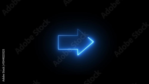 Arrow-shaped neon sign. Neon arrow symbol icon. Directional sign arrow points to the right ,Abstract directional neon arrow icon animation ,neon arrow ...