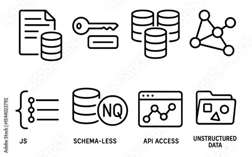 Data, database outline icon set. technology, network, digital collection for developers