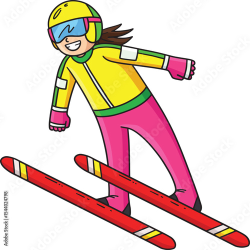 Ski Jumping Female Ski Jumper Taking Off Clipart 
