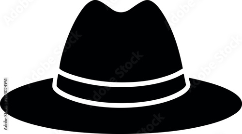 Wide Brim Fedora Hat Silhouette Vector Icon
