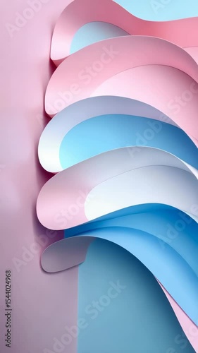 Abstract wavy paper art in pastel hues forming a soft, soothing composition with smooth lines and graceful forms.