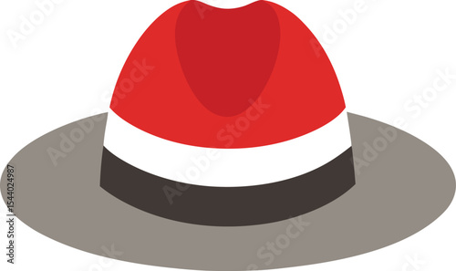 Vibrant Red and Gray Fedora Hat Icon for Fashion Design