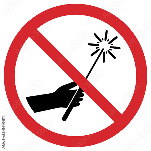 Prohibition sign for using sparklers and hand-held fireworks