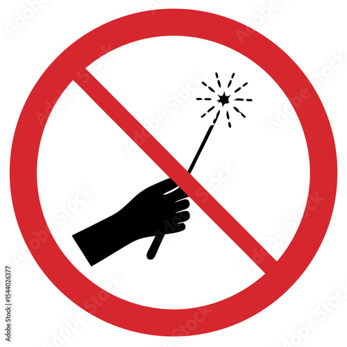 Prohibition sign for sparklers and hand-held fireworks