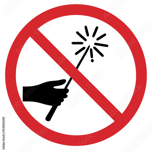 Prohibition sign for sparklers and hand-held fireworks