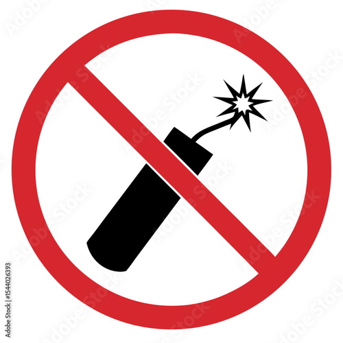 Prohibition sign for firecrackers with an explosion icon