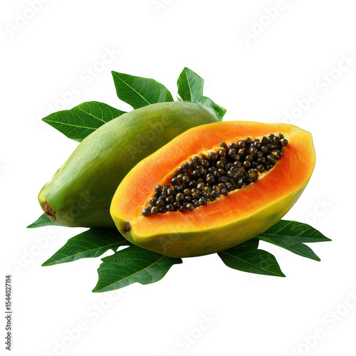 Wallpaper Mural papaya isolated on white background and  on isolated transparent background or png Torontodigital.ca