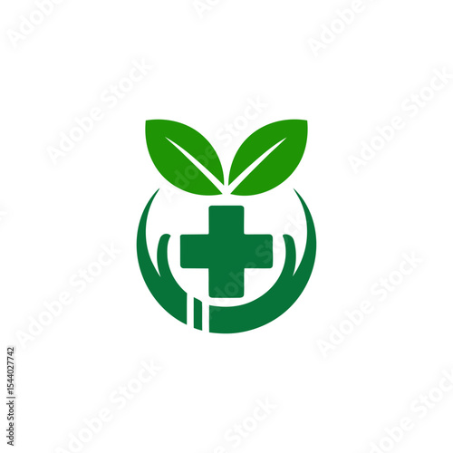 Green healthcare and wellness logo
