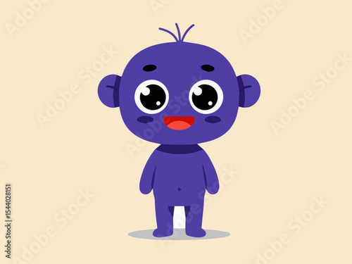 Animated Purple Alien: A cheerful purple alien character is featured on a neutral background. The alien has a big smile, cute eyes, and expressive details.