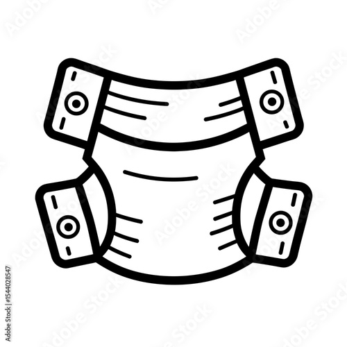 Disposable baby diaper with side tabs and absorbent core. Used for parenting visuals and baby product branding