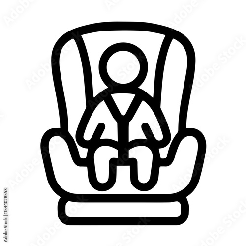 Baby sitting in secured car seat with figure icon. Used for parenting interfaces and safety equipment branding