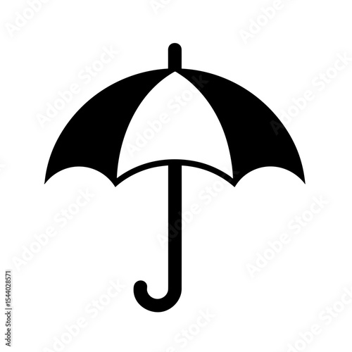 Icon of an umbrella with curved handle in bold graphic style. Concept of weather protection and seasonal safety - rainy season - practical gear