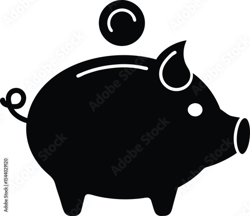 Piggy bank coin savings silhouette vector illustration