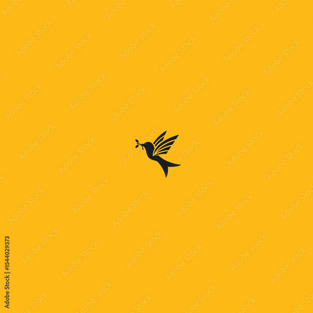 Fototapeta premium Bird with leaf logo icon flat vector design.eps