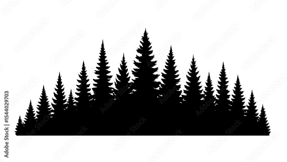 Fototapeta premium Forest Silhouette on Transparent Background PNG (Woods, Timber, Wilderness, Canopy, Grove)