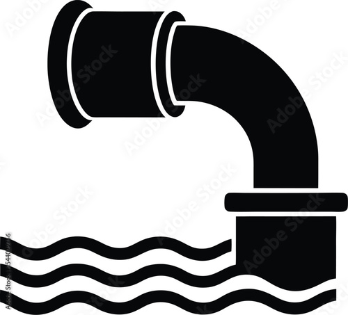 Water pipe discharge silhouette vector illustration