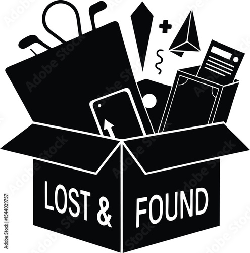 Lost and found box silhouette vector illustration