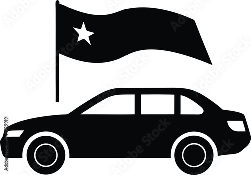 Car with flag silhouette vector illustration