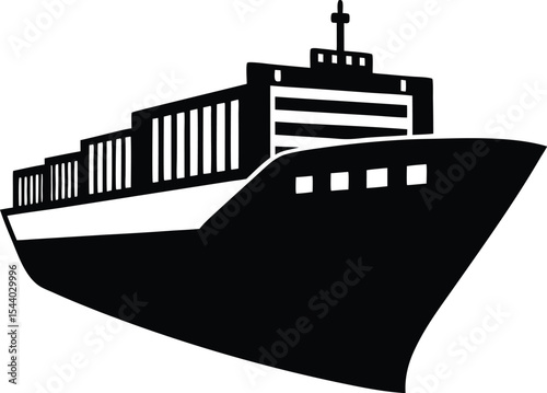 Container ship silhouette vector illustration