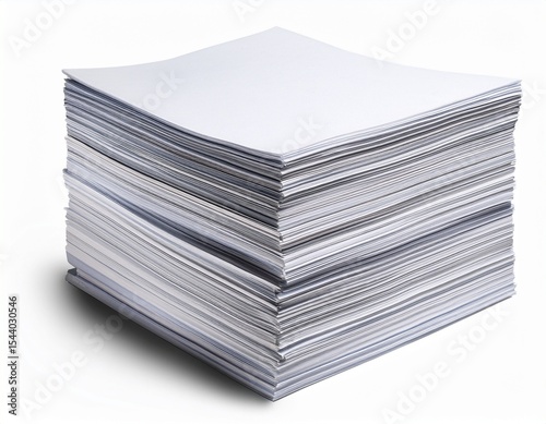 stacked pile of white paper sheets form isolated