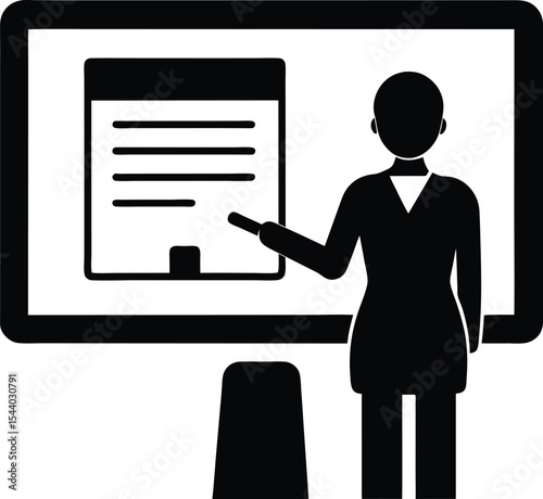 Online presentation silhouette vector illustration