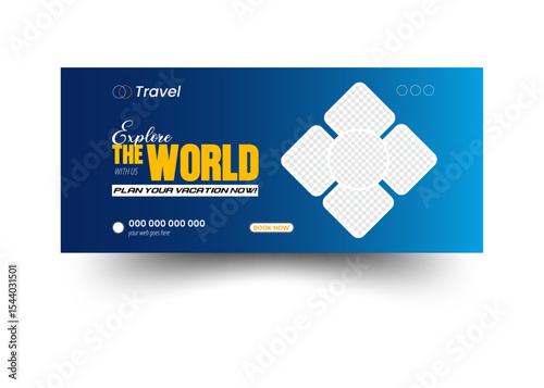Travel agent and tourism square banner or social media Facebook cover template Design. Facebook cover design template. 
