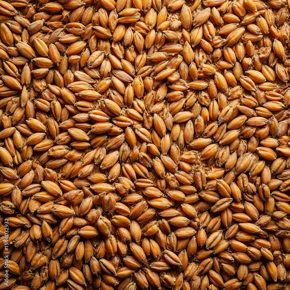 A close-up shot showcasing grains. The grains are tightly packed and feature a mix of brown and tan hues. A close-up shot showcasing grains. The grains are tightly packed and feature a mix of brown and tan hues.