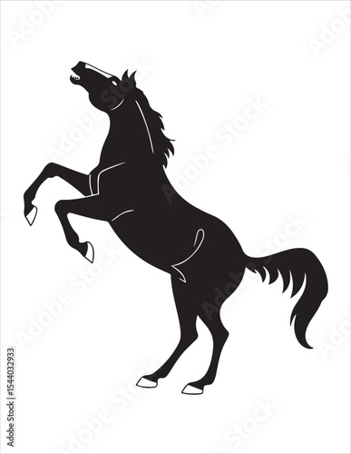 Elegant Horse Silhouette Vector – Black and White Stallion Illustrations, Equestrian Clipart & Galloping Horse Graphics