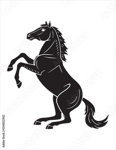 Elegant Horse Silhouette Vector – Black and White Stallion Illustrations, Equestrian Clipart & Galloping Horse Graphics