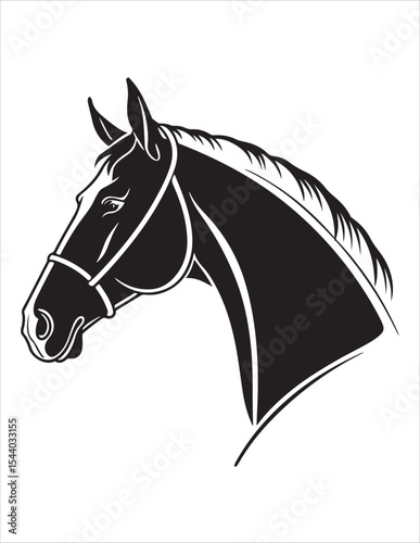 Elegant Horse Silhouette Vector – Black and White Stallion Illustrations, Equestrian Clipart & Galloping Horse Graphics