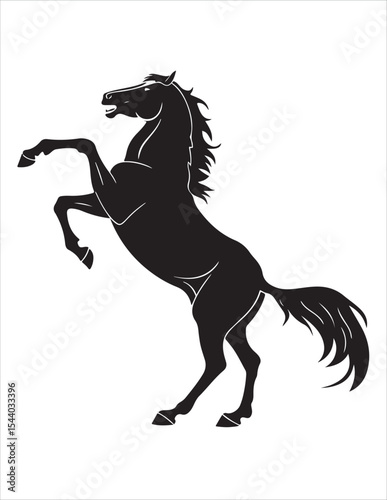 Elegant Horse Silhouette Vector – Black and White Stallion Illustrations, Equestrian Clipart & Galloping Horse Graphics