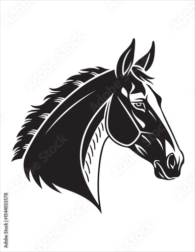 Elegant Horse Silhouette Vector – Black and White Stallion Illustrations, Equestrian Clipart & Galloping Horse Graphics