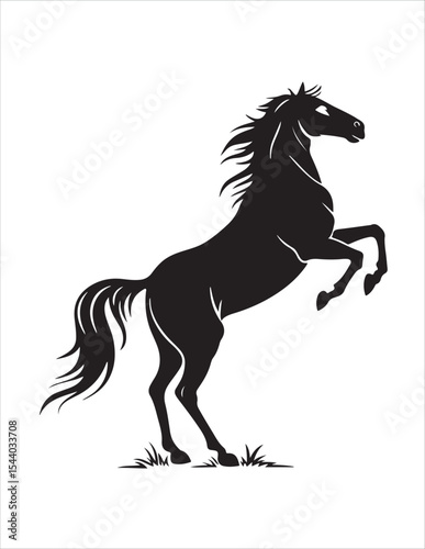 Elegant Horse Silhouette Vector – Black and White Stallion Illustrations, Equestrian Clipart & Galloping Horse Graphics