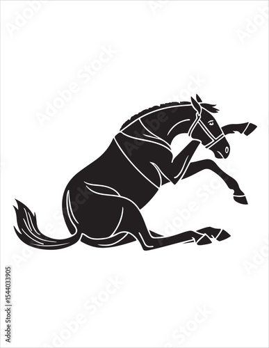 Elegant Horse Silhouette Vector – Black and White Stallion Illustrations, Equestrian Clipart & Galloping Horse Graphics