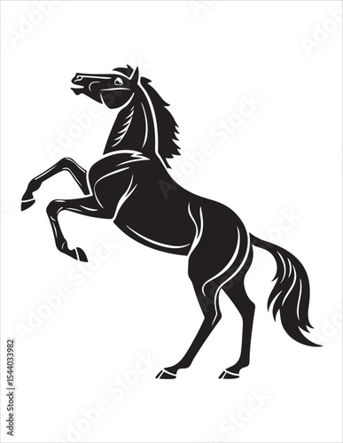 Elegant Horse Silhouette Vector – Black and White Stallion Illustrations, Equestrian Clipart & Galloping Horse Graphics