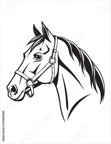 Elegant Horse Silhouette Vector – Black and White Stallion Illustrations, Equestrian Clipart & Galloping Horse Graphics