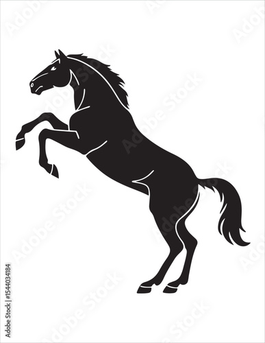 Elegant Horse Silhouette Vector – Black and White Stallion Illustrations, Equestrian Clipart & Galloping Horse Graphics