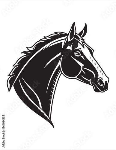 Elegant Horse Silhouette Vector – Black and White Stallion Illustrations, Equestrian Clipart & Galloping Horse Graphics