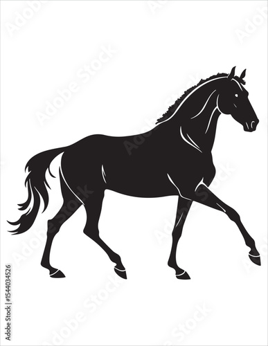Elegant Horse Silhouette Vector – Black and White Stallion Illustrations, Equestrian Clipart & Galloping Horse Graphics